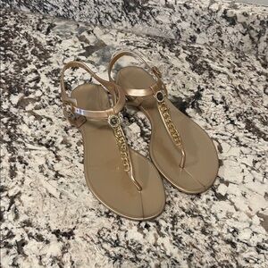 G by Guess Gold Chain Flat Sandals